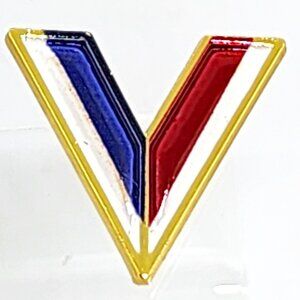 VTG Penzey's V Voted Victory Red White Blue Enamel Gold Lapel Pinback Hat Pin